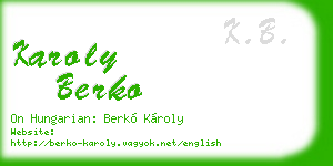 karoly berko business card